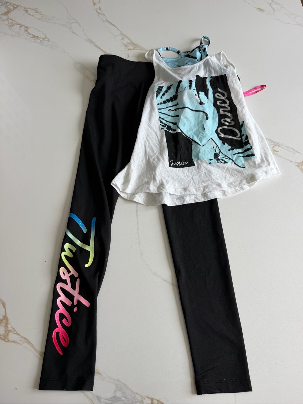 Justice Girls Dance Graphic Tank Top, Sports Bra & Leggings Set